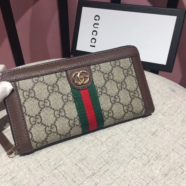 Gucci Ophidia GG Monogram Web Stripe محفظة طويلة 2
