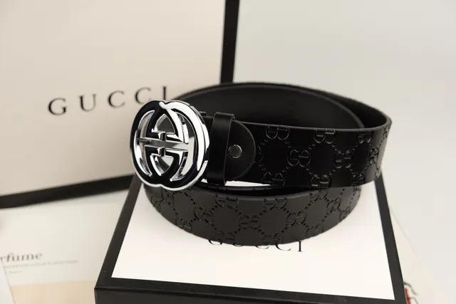 Gucci Ophidia Interlocking G Buckle Black Leather Belt 6