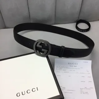 Gucci Ophidia Interlocking G Buckle Black Leather Belt