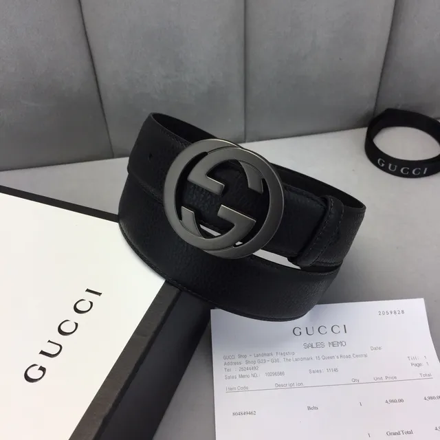 Gucci Ophidia Interlocking G Buckle Black Leather Belt 2