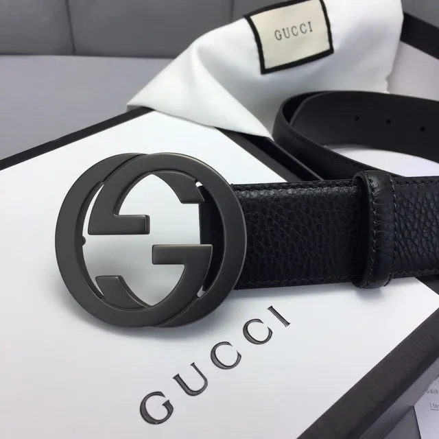 Gucci Ophidia Interlocking G Buckle Black Leather Belt 3