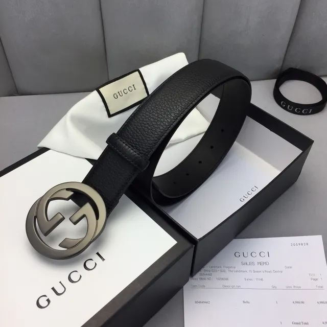 Gucci Ophidia Interlocking G Buckle Black Leather Belt 4