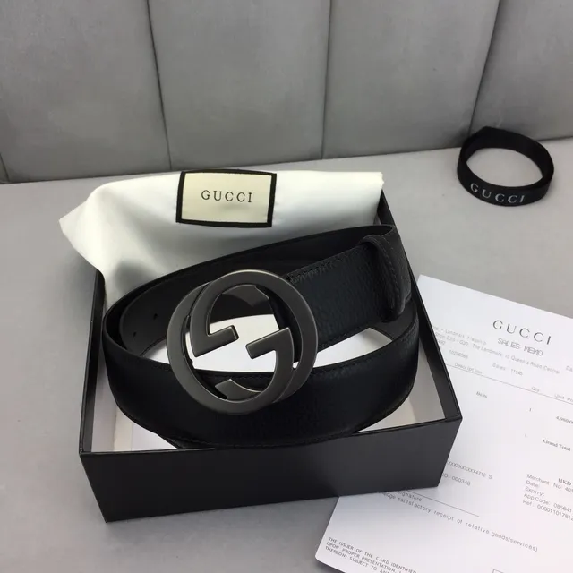 Gucci Ophidia Interlocking G Buckle Black Leather Belt 5