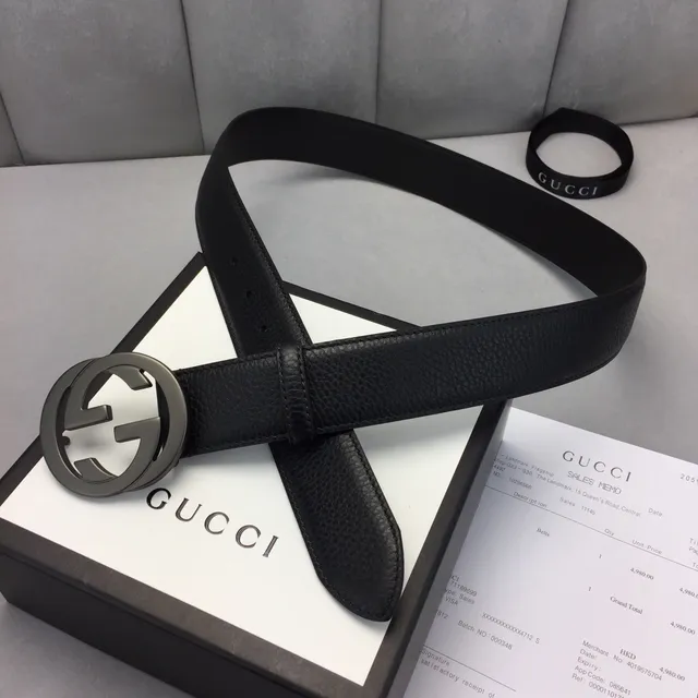 Gucci Ophidia Interlocking G Buckle Black Leather Belt 6