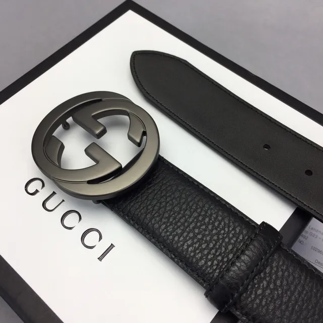 Gucci Ophidia Interlocking G Buckle Black Leather Belt 8
