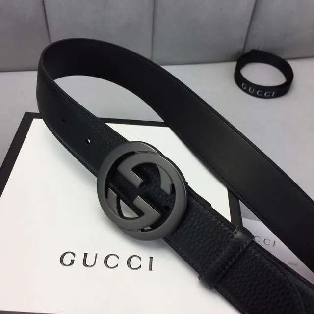 Gucci Ophidia Interlocking G Buckle Black Leather Belt 9
