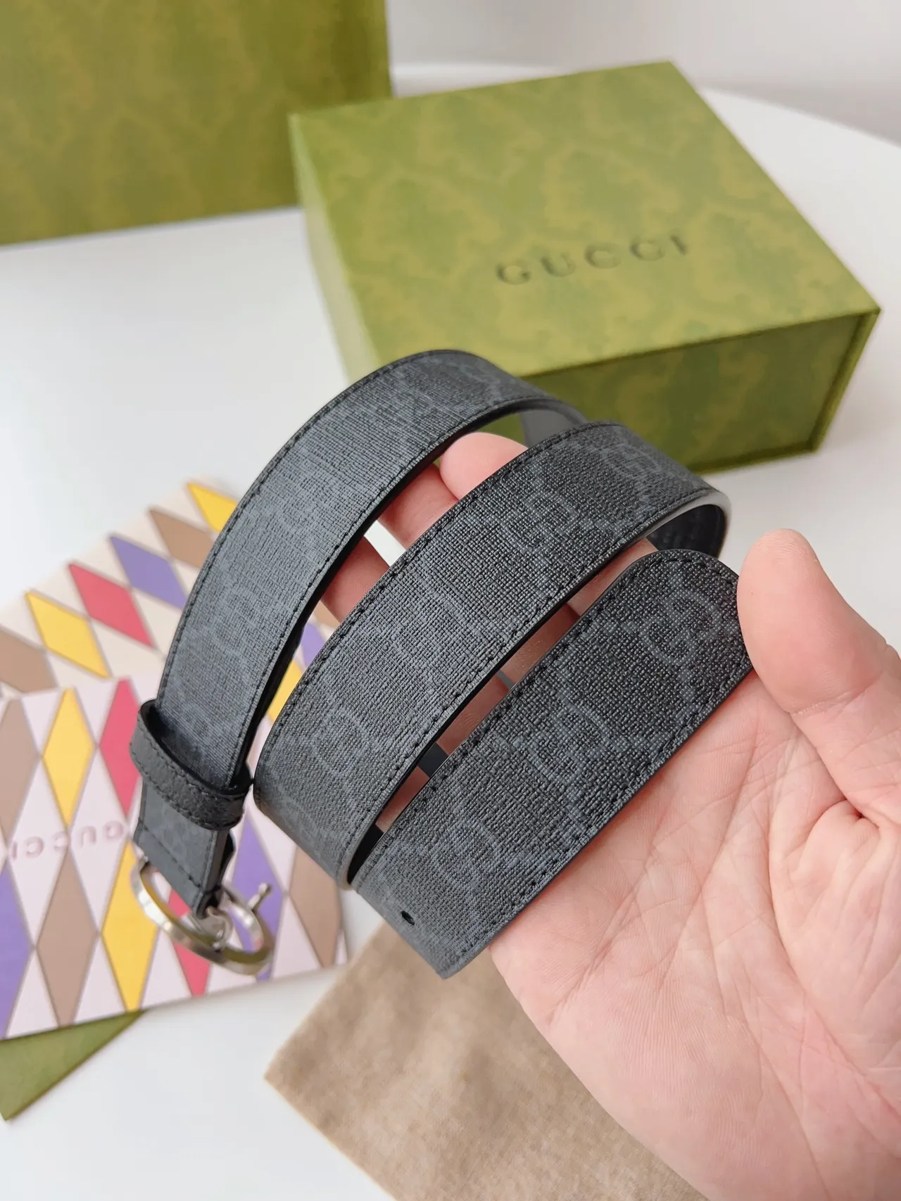 Gucci Ophidia Interlocking G Monogram चमड़े की बेल्ट 2