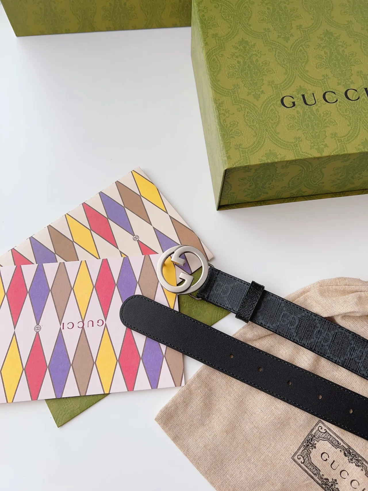 Gucci Ophidia Interlocking G Monogram चमड़े की बेल्ट 3