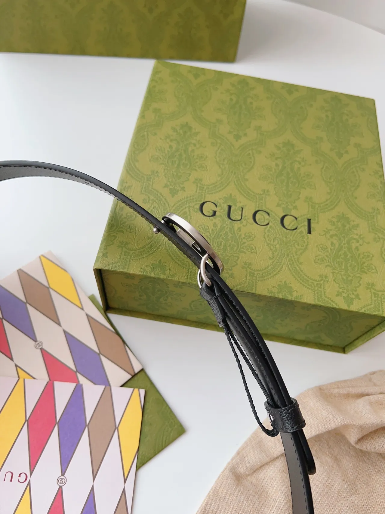 Gucci Ophidia Interlocking G Monogram चमड़े की बेल्ट 8