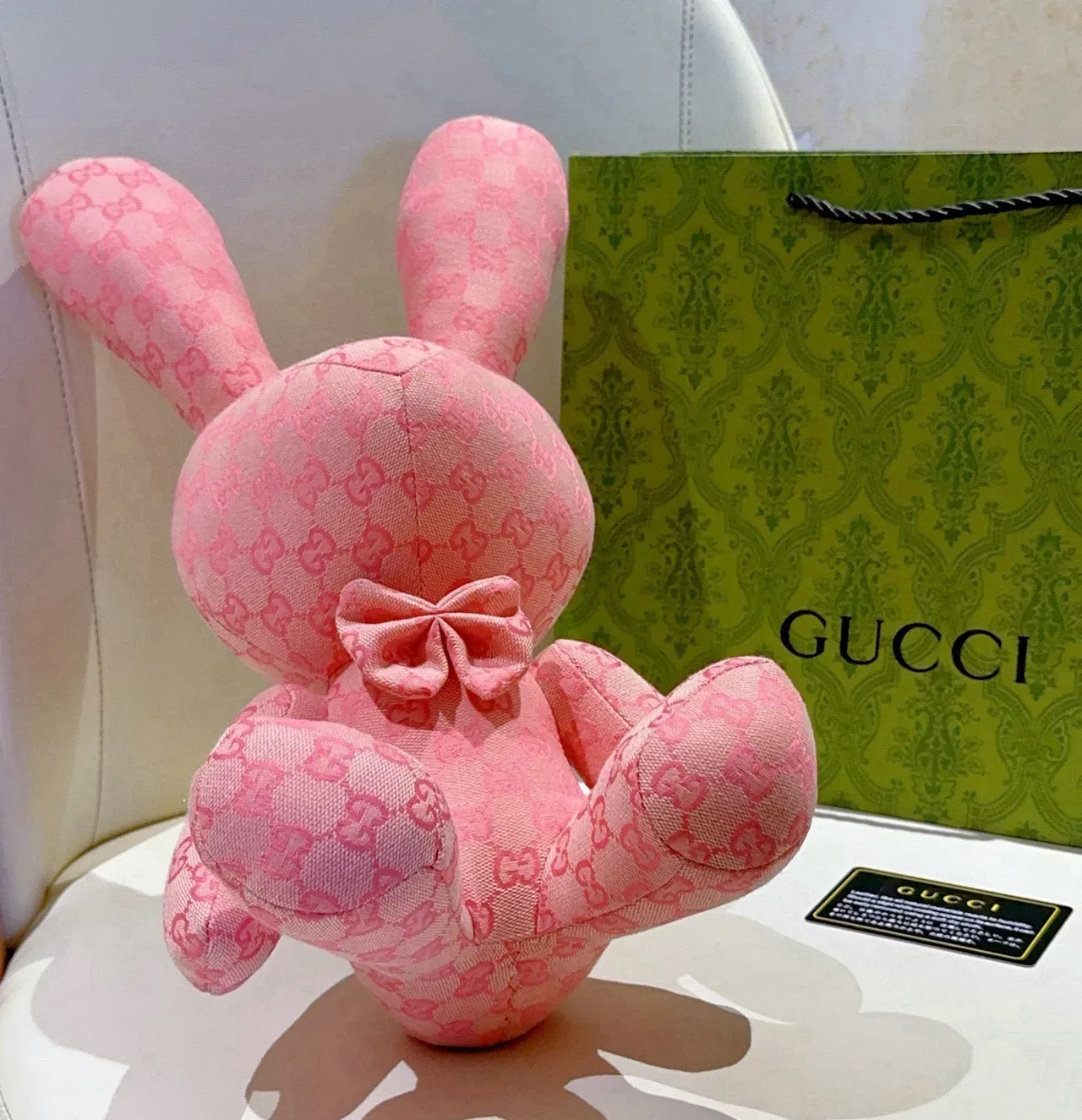 Gucci Pink Plush Monogrammed Handbag 2