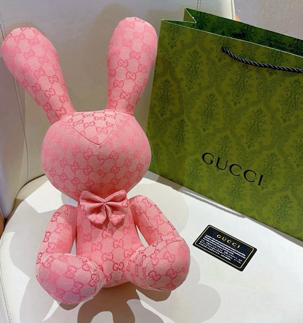 Gucci Pink Plush Monogrammed Handbag 8