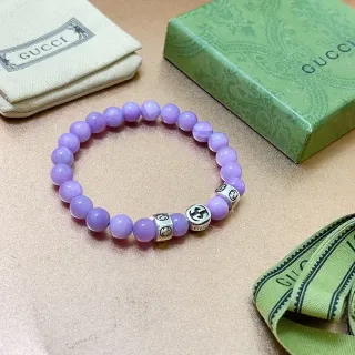 Gucci Purple Silver Beaded Lavender Stone Bracelet