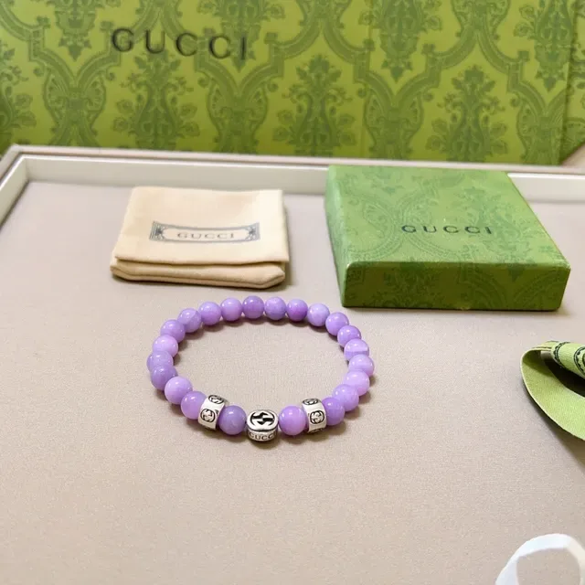 Gucci Purple Silver Beaded Lavender Stone Bracelet 4