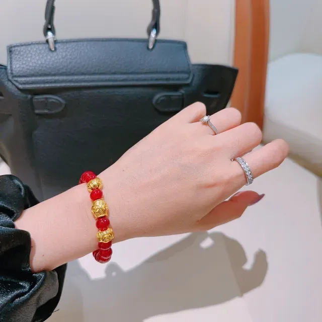 Gucci Red Gold Beaded Charms Bracelet 2