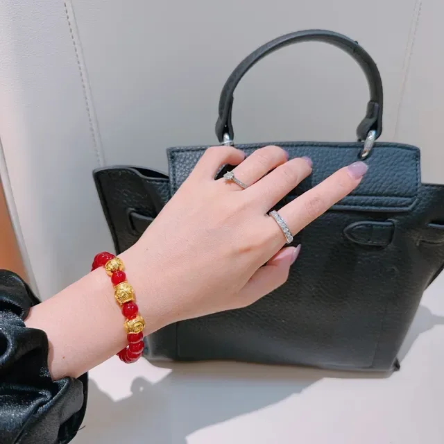 Gucci Red Gold Beaded Charms Bracelet 5