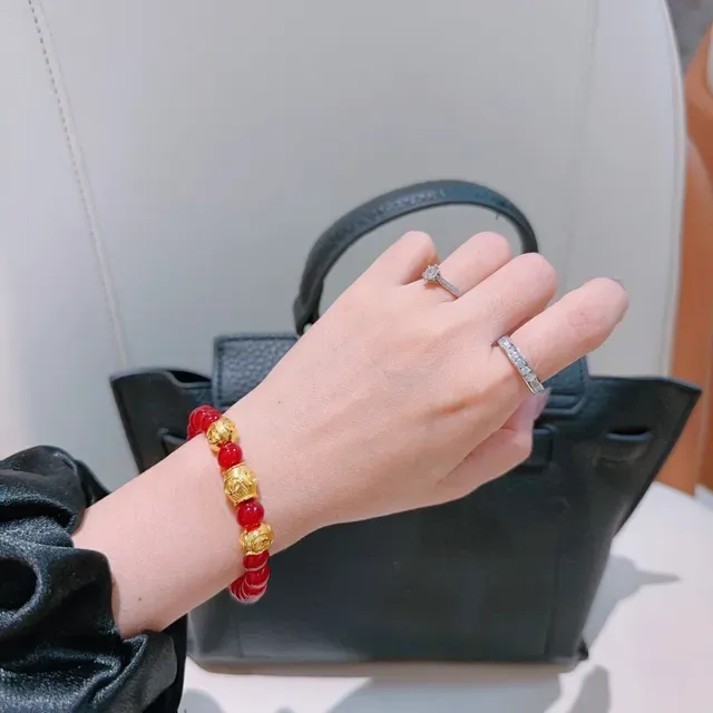 Gucci Red Gold Beaded Charms Bracelet 8