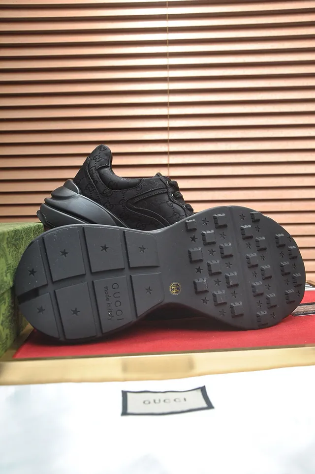 Gucci Rhyton All-Black Monogrammed Chunky Sneakers 2