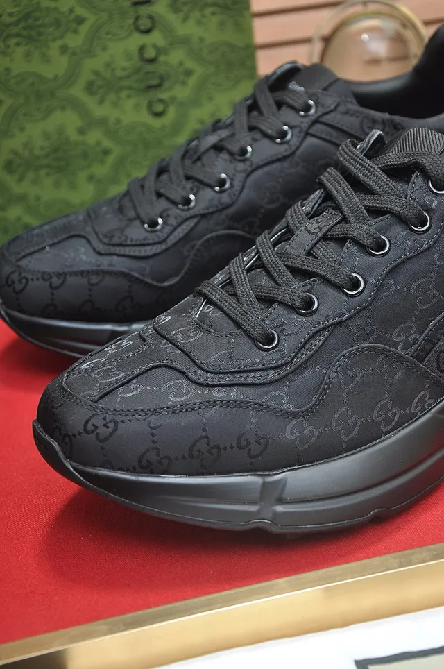 Gucci Rhyton All-Black Monogrammed Chunky Sneakers 3