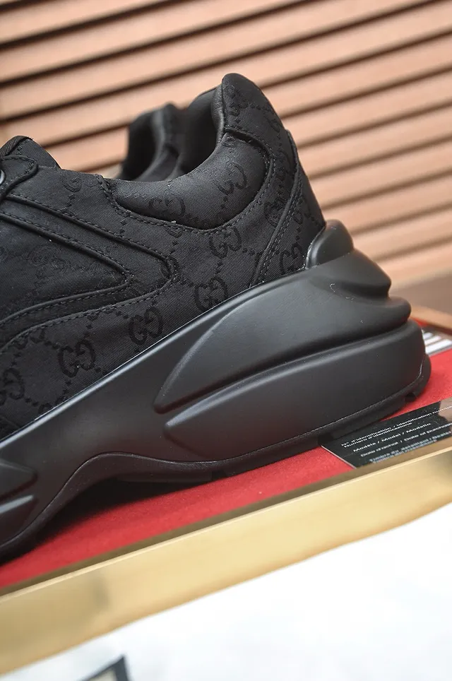Gucci Rhyton All-Black Monogrammed Chunky Sneakers 4