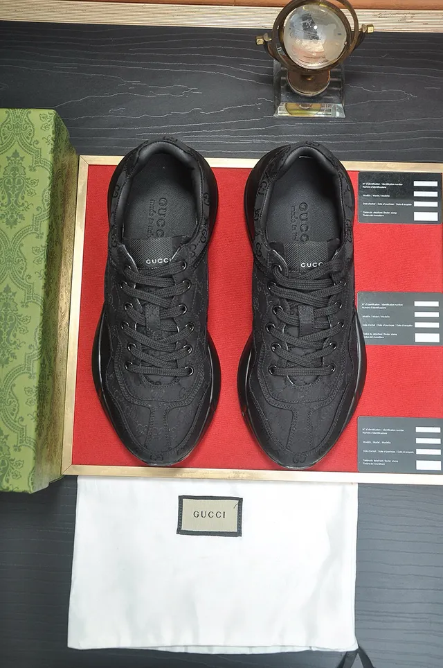 Gucci Rhyton All-Black Monogrammed Chunky Sneakers 5