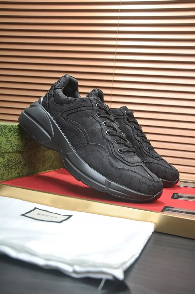 Gucci Rhyton All-Black Monogrammed Chunky Sneakers 6
