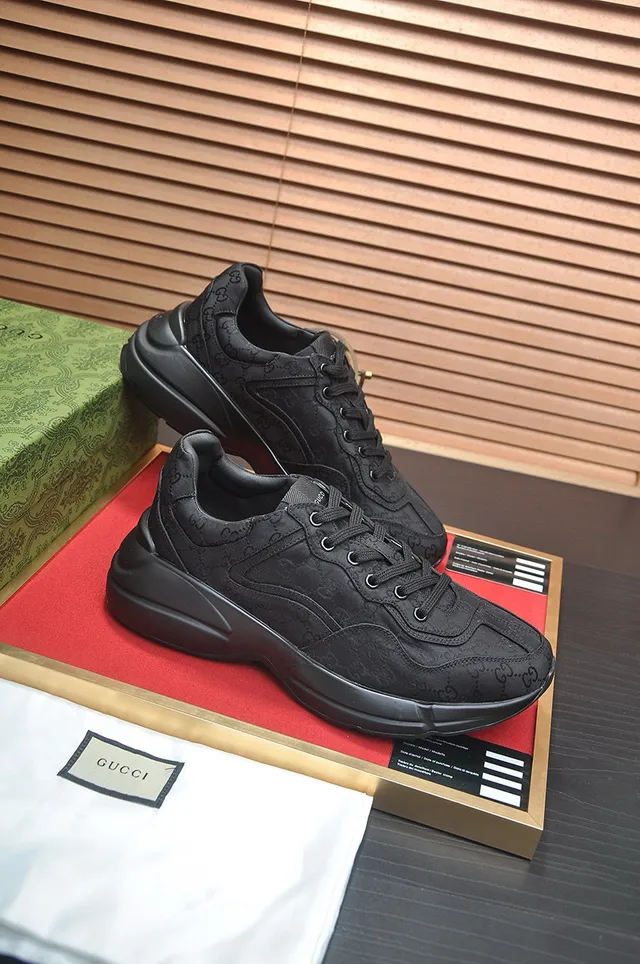 Gucci Rhyton All-Black Monogrammed Chunky Sneakers 7