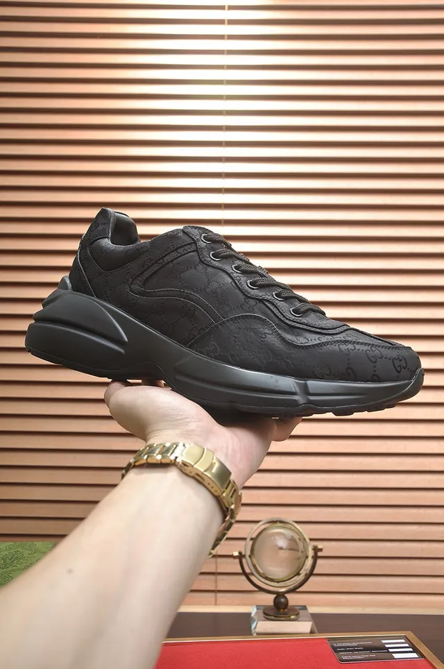 Gucci Rhyton All-Black Monogrammed Chunky Sneakers 8