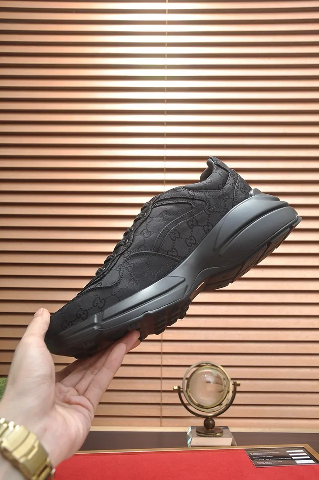 Gucci Rhyton All-Black Monogrammed Chunky Sneakers 9