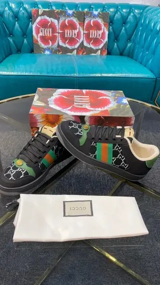 Gucci Rhyton Black Green Red GG Monogram Lifestyle Sneakers 5