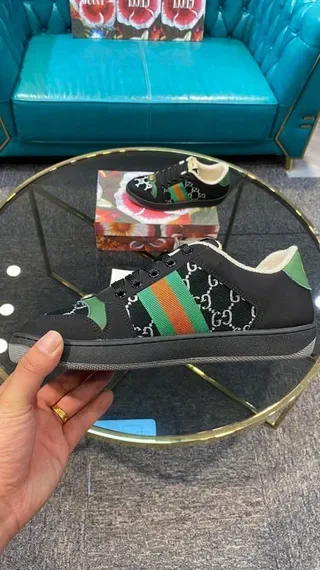 Gucci Rhyton Black Green Red GG Monogram Lifestyle Sneakers 6