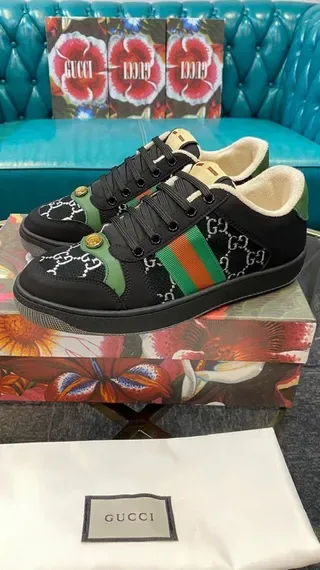 Gucci Rhyton Black Green Red GG Monogram Lifestyle Sneakers 8