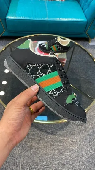 Gucci Rhyton Black Green Red GG Monogram Lifestyle Sneakers 9