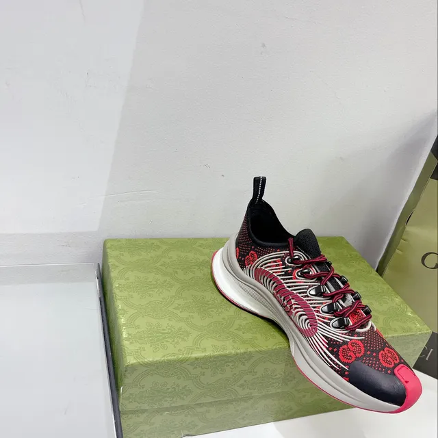 Gucci Rhyton Black Red White GG Monogram Chunky Sneakers 7