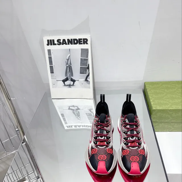 Gucci Rhyton Black Red White GG Monogram Chunky Sneakers 9