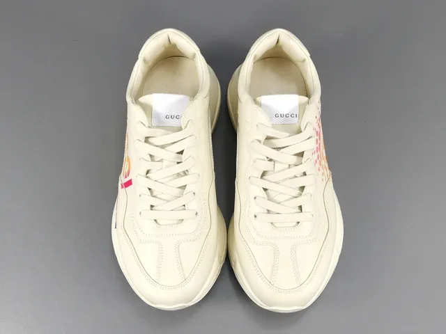 Gucci Rhyton White Multicolor Chunky Sole Leather Upper Lifestyle Sneakers 14