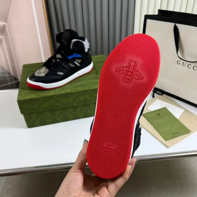 Gucci Screener Noir Beige GG Monogram Bleu accentué Lifestyle Sneakers 2