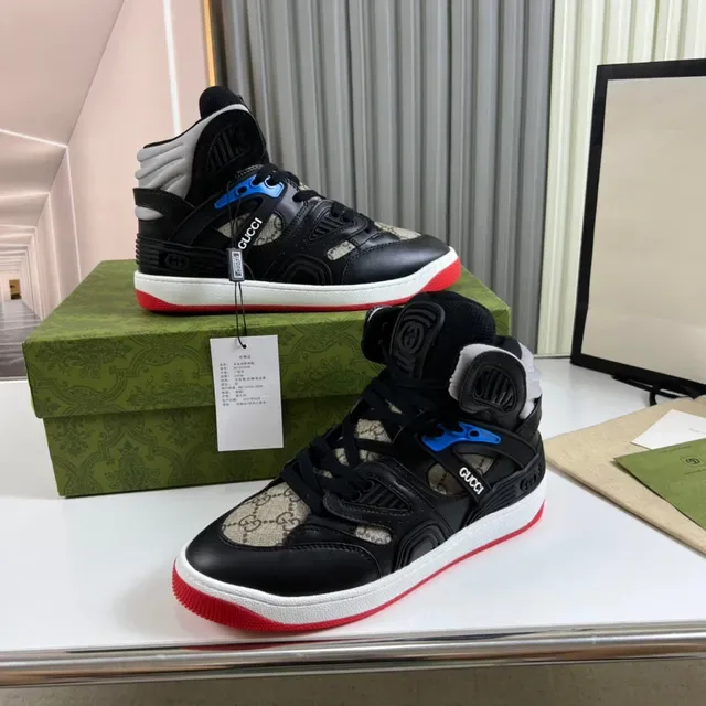 Gucci Screener Noir Beige GG Monogram Bleu accentué Lifestyle Sneakers 5