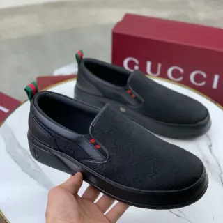 Gucci Screener Black GG Monogram Canvas Loafers