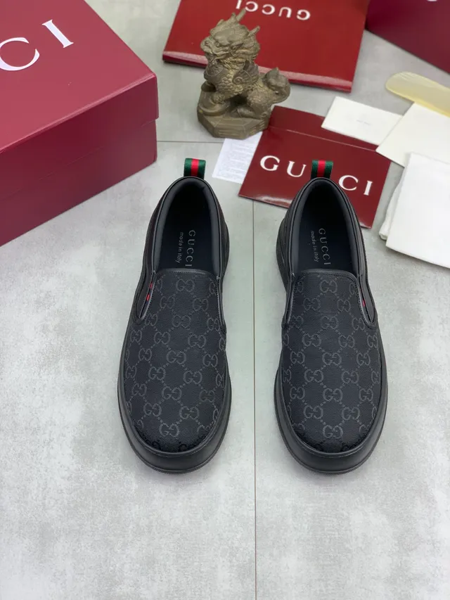 Gucci Screener Negro GG Monogram Canvas Loafers 4