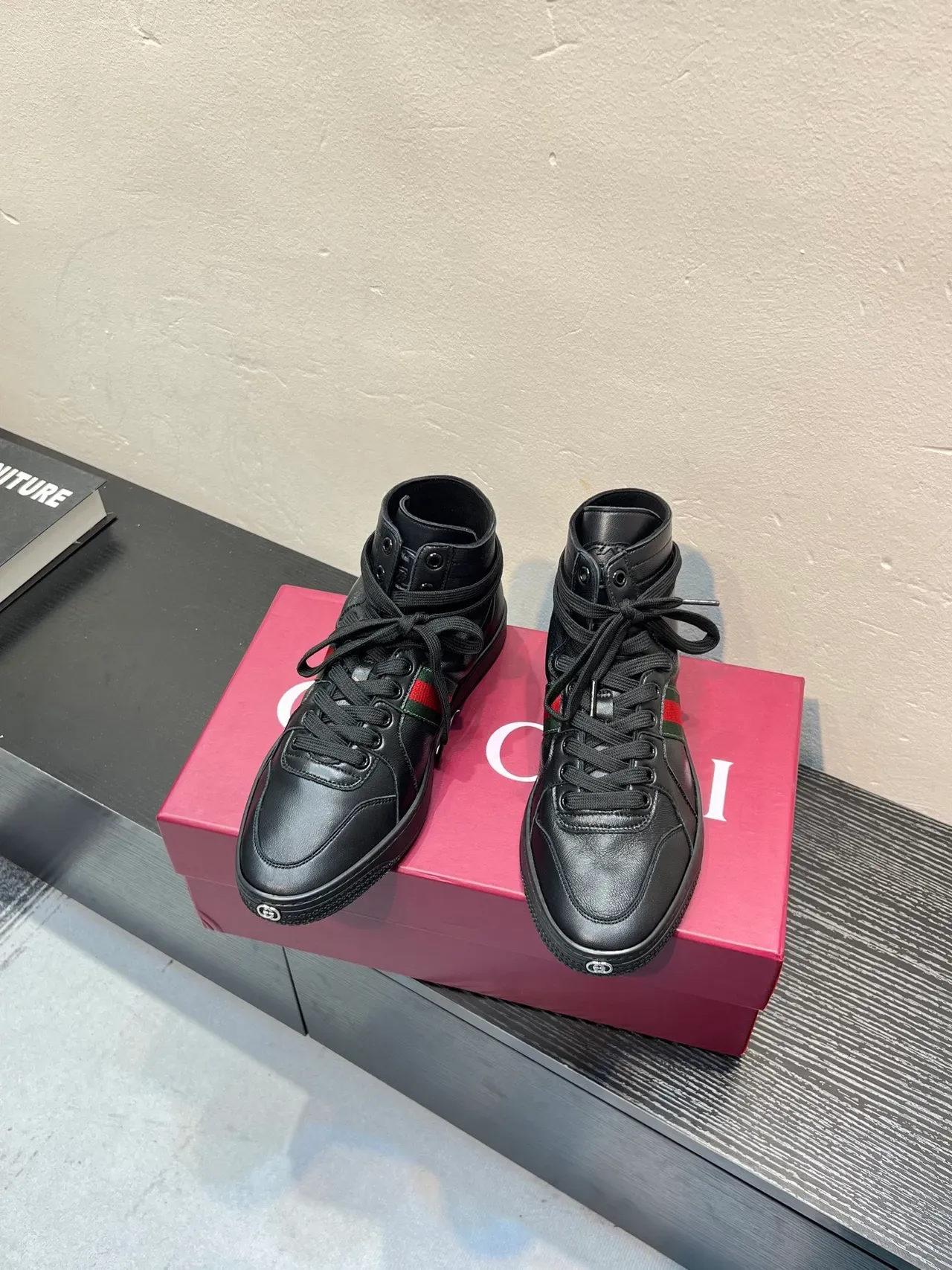 Gucci Screener Black Red Green Web Stripe Lifestyle Sneaker 2