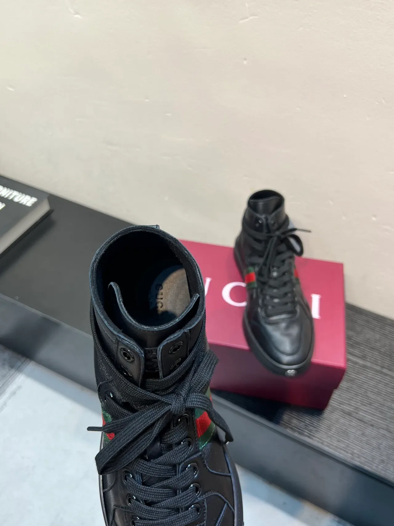 Gucci Screener Black Red Green Web Stripe Lifestyle Sneaker 7