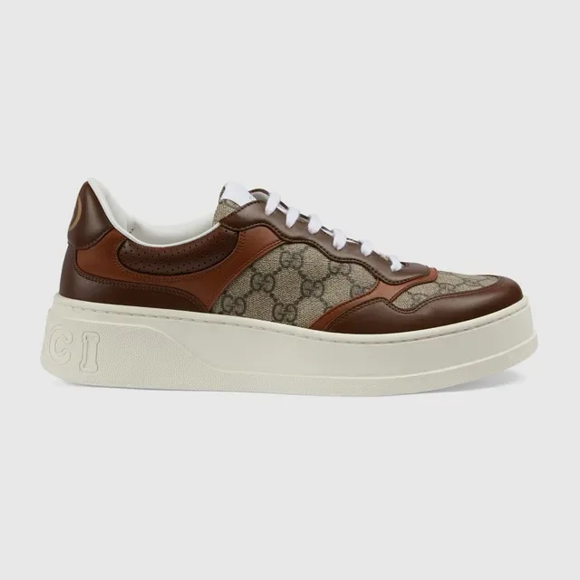 Gucci Screener Brown and Beige GG Monogram Lifestyle Sneakers 4