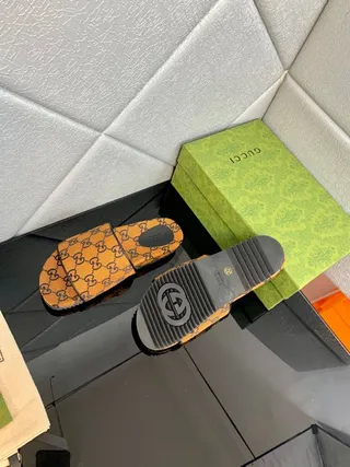 Gucci Screener GG Monogram Orange and Black Slippers 5