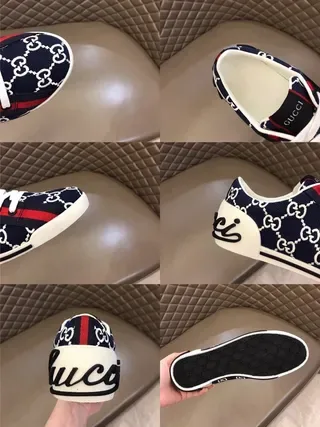 Gucci Screener Navy Blue White Red GG Monogram Lifestyle Sneakers 2