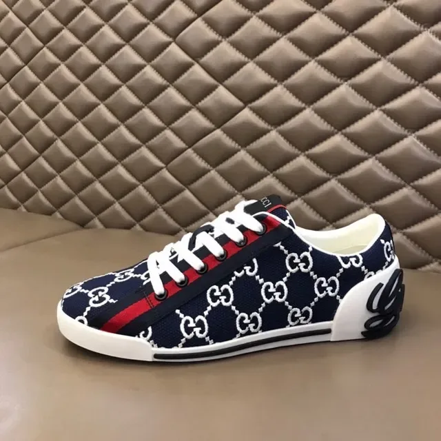 Gucci Screener Navy Blue White Red GG Monogram Lifestyle Sneakers 5