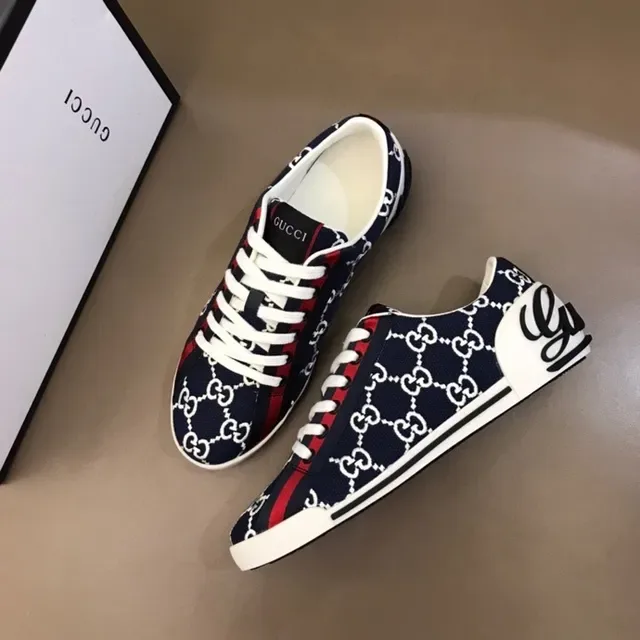 Gucci Screener Navy Blue White Red GG Monogram Lifestyle Sneakers 6