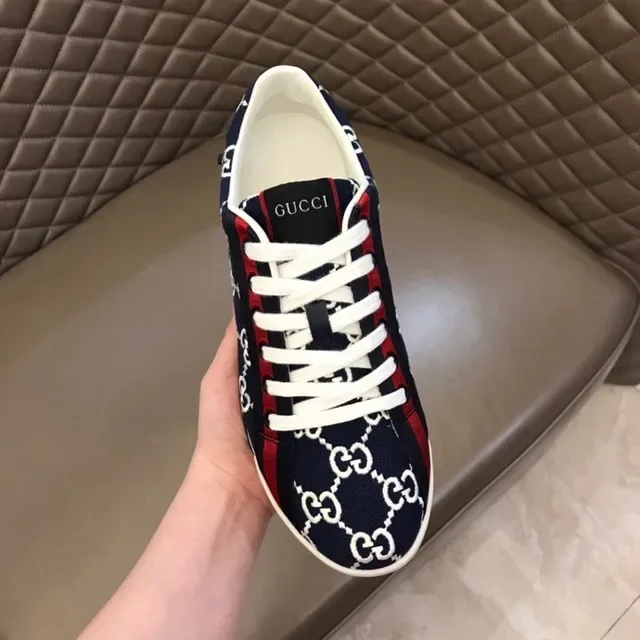 Gucci Screener Navy Blue White Red GG Monogram Lifestyle Sneakers 7