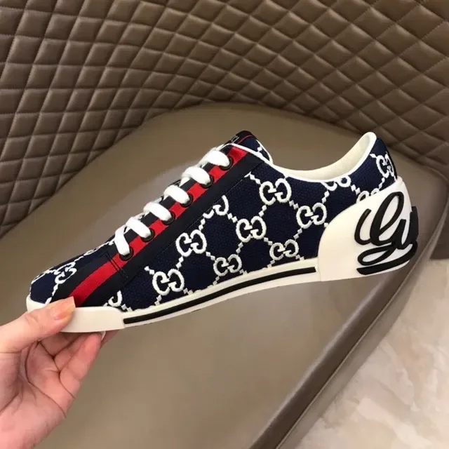 Gucci Screener Navy Blue White Red GG Monogram Lifestyle Sneakers 8