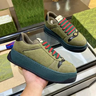 Gucci Screener Olive Green and Teal Lifestyle Sneakers