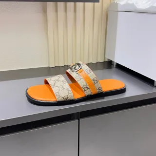 Gucci Screener Orange and Beige GG Monogram Casual Sandals